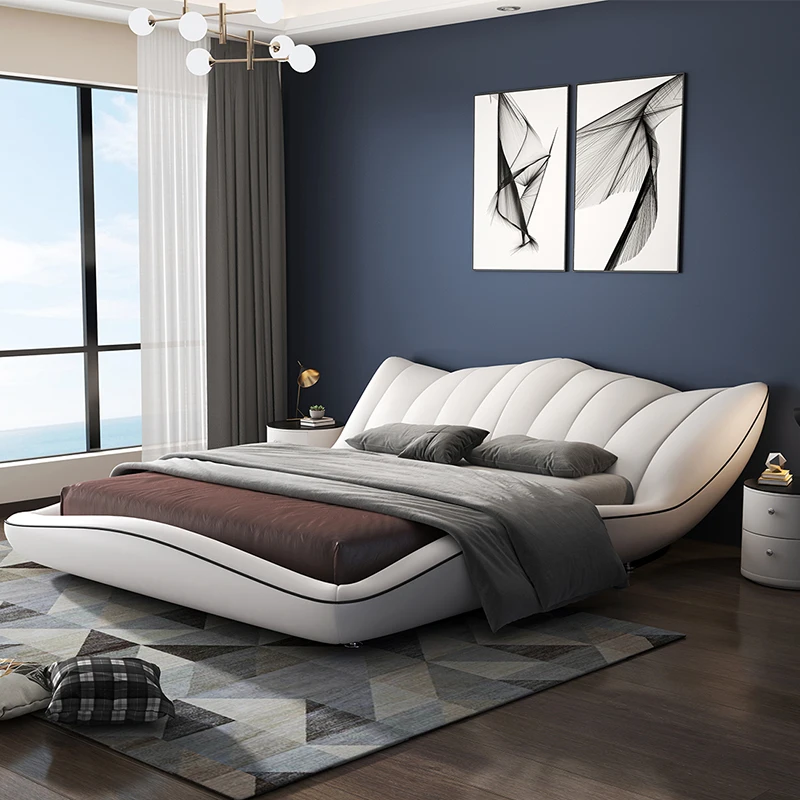 

Soft Black Design Double Bed Luxury Simple Beige Modern Small Double Beds White Japanese Cama Box Casal Bedroom Furniture