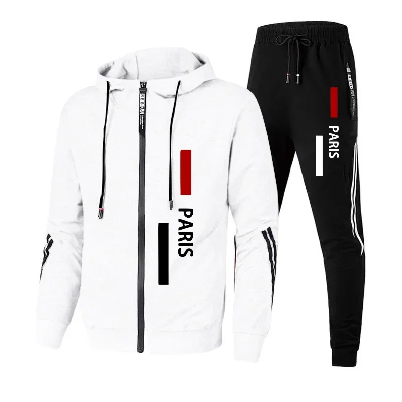Men's clothing with zipper caps, men's sportswear, casual single-piece sportswear and sportswear pants, daily sports jogging