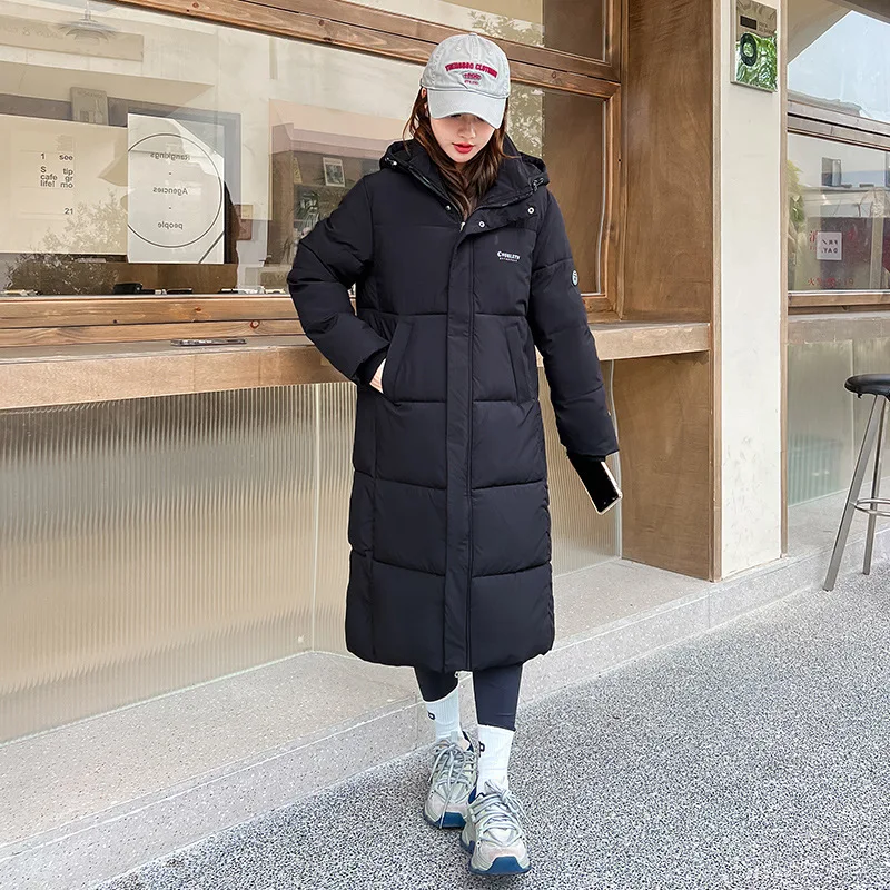 Women's Fall Winter Cotton Jacket Top Coat Hooded Mid-length Thickened Warm Niche Design Sense Simple Comfortable Brand Fashion