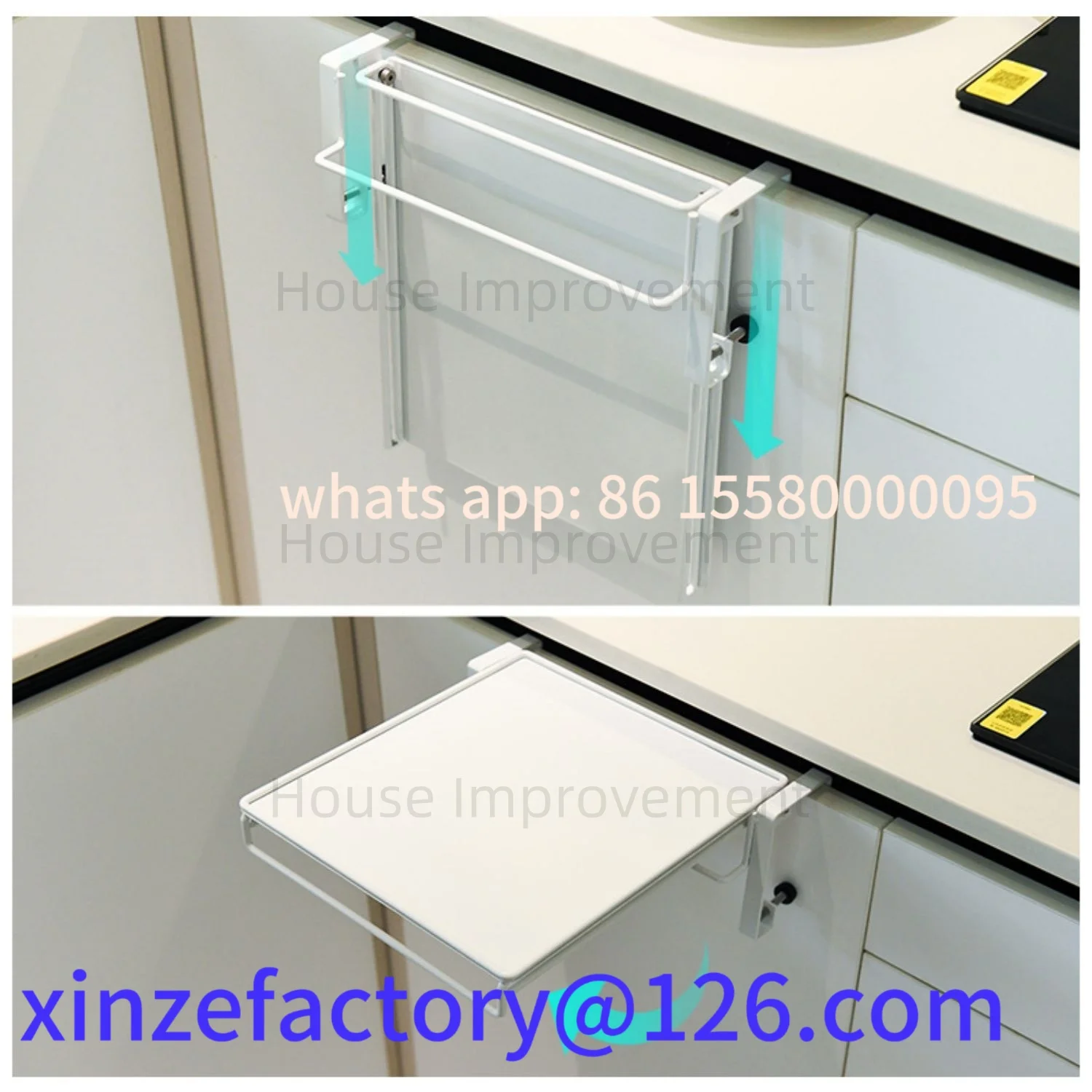 

Customizable Foldable Cabinet Door Extender No Drill Shelf Adjustable Space Saving Countertop Organizer
