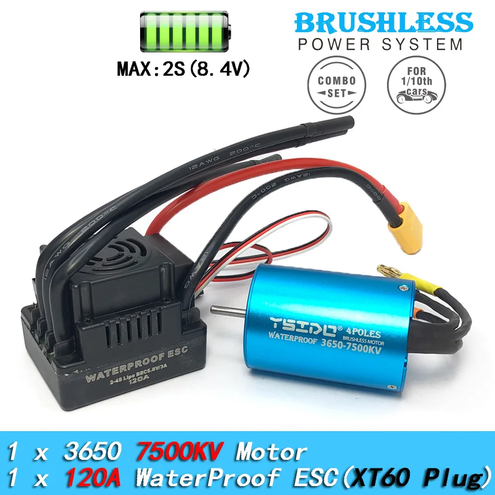 YSIDO 3650 Combo 5400KV 3600KV Borstelloze Motor 60A/80A/120A ESC voor 1/10 Traxxas HSP Tamiya Arrma RedCat RC Monster Truck auto