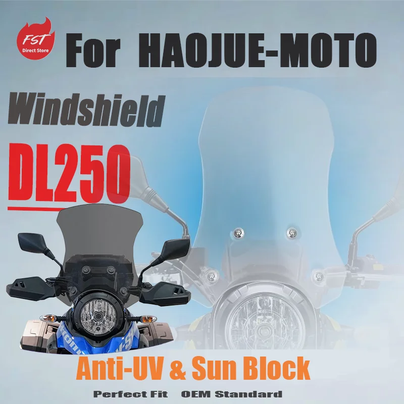 

High Transparent Thickened Windshield for Haojue DL250, Heightened Front Wind Deflector, Windproof Accessory