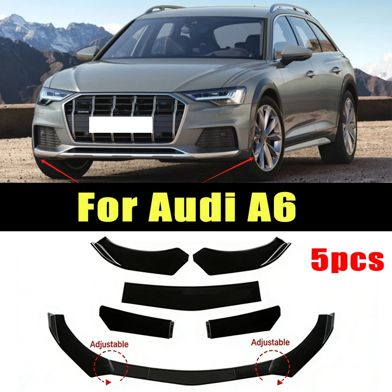 

5Pcs ABS Material Universal Car Front Bumper Separator Bumper Lip Body Kit Duck Lip Separator For Audi A6 Car Accessories