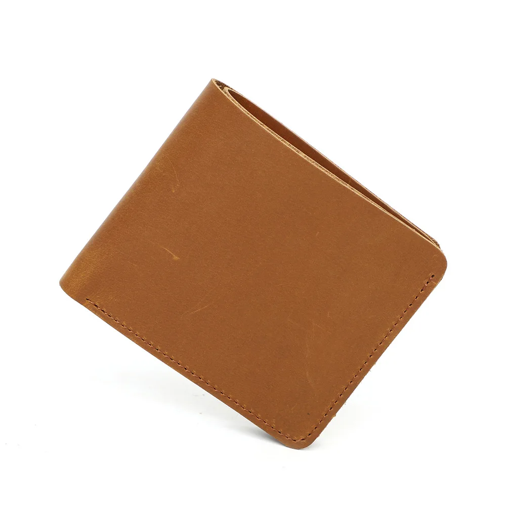 Portefeuille vintage en cuir véritable pour homme, porte-cartes de crédit à la mode, petit porte-monnaie fin, marron