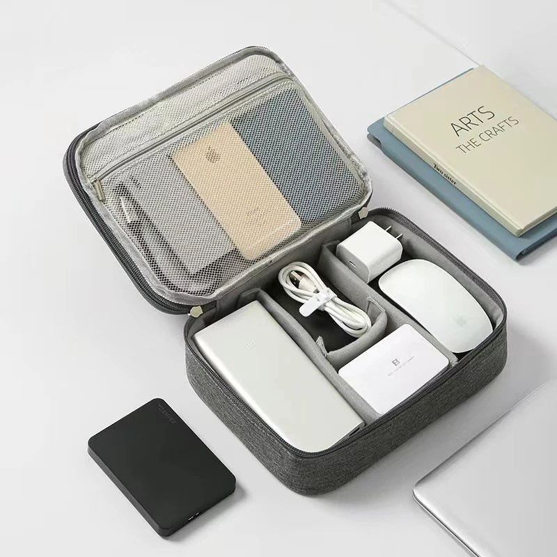 Travel Portable Digital Double Layer Storage Bag Data Cable Mobile Power Charging Cable Accessories Multi-Function Storage Box