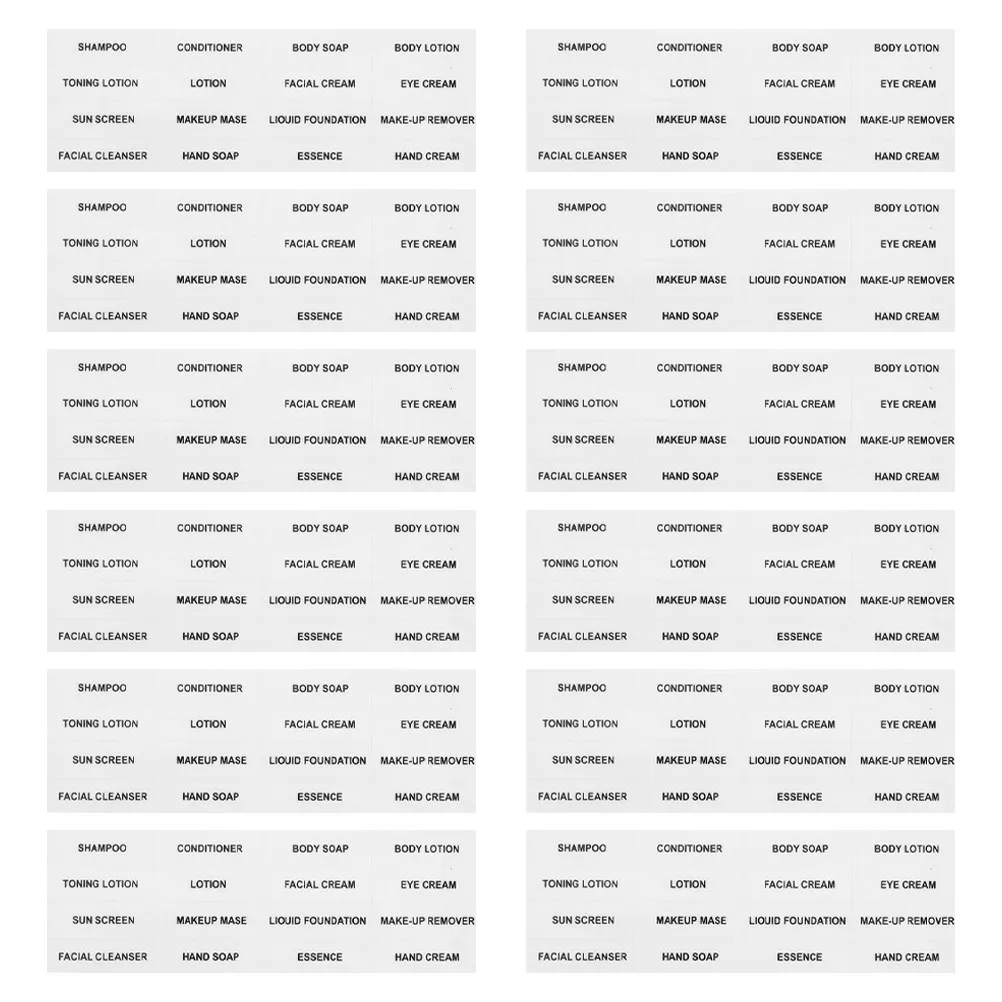 

12 Sheets Clear Waterproof Travel Bottle Labels for Toiletries Shampoo Conditioner Lotion Cream Refillable Organizer