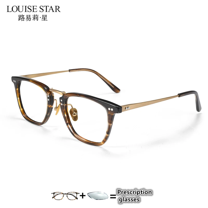 Prescription Glasses Business Square Titanium Frame Plate Eyeframe Frame Myopia Astigmatism Customized Prescription