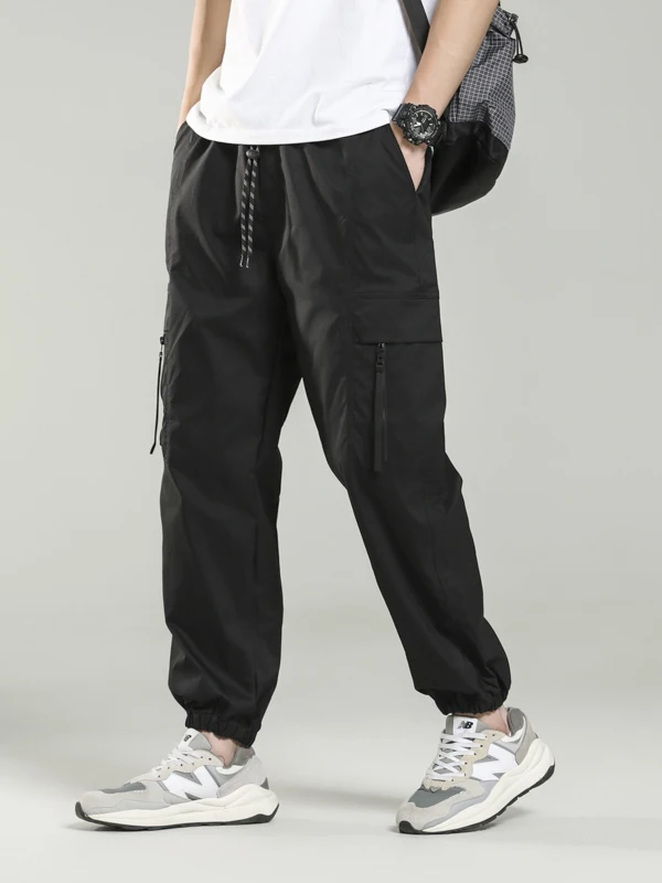 

Модные американские функциональные однотонные спортивные брюки прямого кроя в стиле ретро, свободные, модные, в стиле рабочей одежды, парашютные, длинные брюки