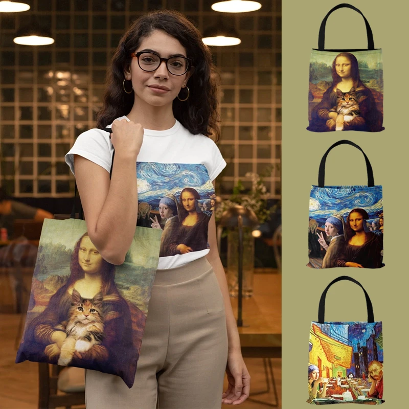 Funny Van Gogh-Inspired Canvas Bag, Tote Bag, Retro Canvas Shopping Bag For Retail Stores, Boutique, Supermarkets