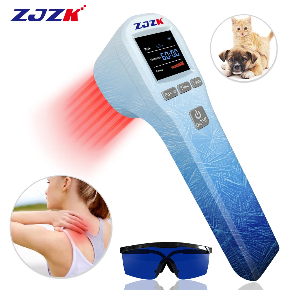 

ZJZK 880mW Chiro Laser Treatment Dog Cold Laser 650nmX16Diodes+808nmX4Diodes For Migraines Low Back Disc Degeneration Ulcers