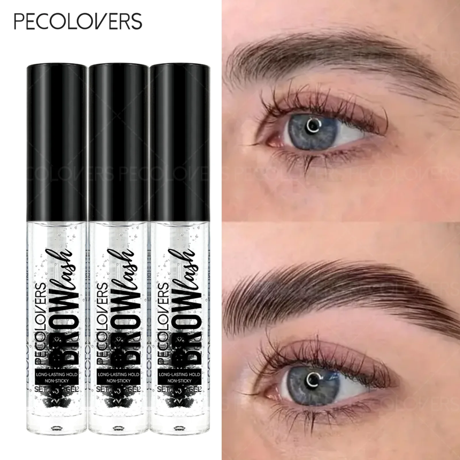 Gel Fijador de Cejas 3D Transparente, Resistente al Agua, con Cepillo, Cera para Peinar las Cejas