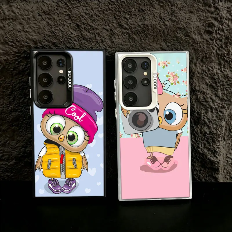 Winter Xmas Owl Art Phone Case for Samsung S26 Ultra S25 Edge S24 FE S23 FE S22 Plus Galaxy S21 S20 Cover Back Anti-fall Pattern