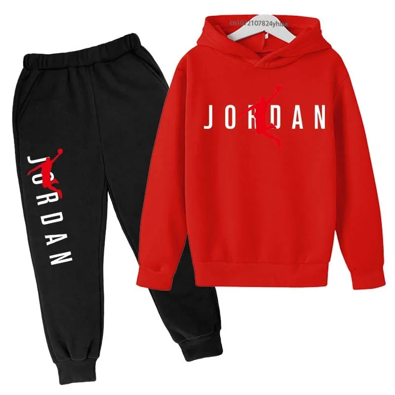 Kids Simple Letter Print 2pcs Hoodie+Pants Tracksuits 3-13 Years Boys Girls Spring Autumn Outfits Streetwears Children Clothes