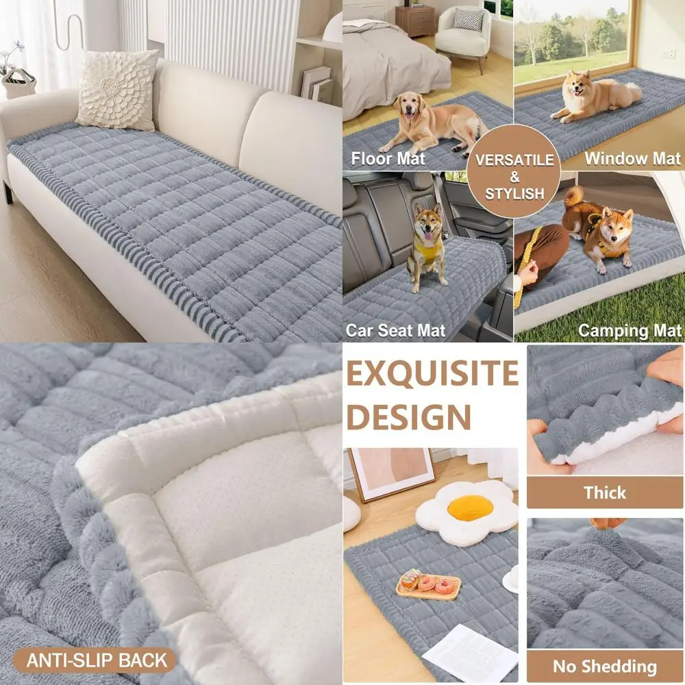 

Washable Non-Slip Fuzzy Pet Couch Cover for 3 Cushion Sofas, Thick Soft Slipcovers, Pet-Friendly Sofa Protection