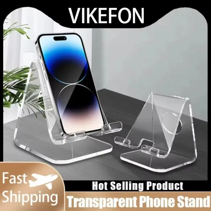 Universele acryl transparante mobiele telefoonhouder Eenvoudige luie desktop tabletbeugelteller voor alle smartphones IPad