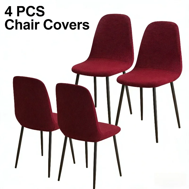 

Ультрамягкий изогнутый чехол для стула с текстурой кукурузного волокна, эластичный спандекс, нескользящий, машинная стирка, круглый защитный чехол для обеденного стула, чехлы для стульев