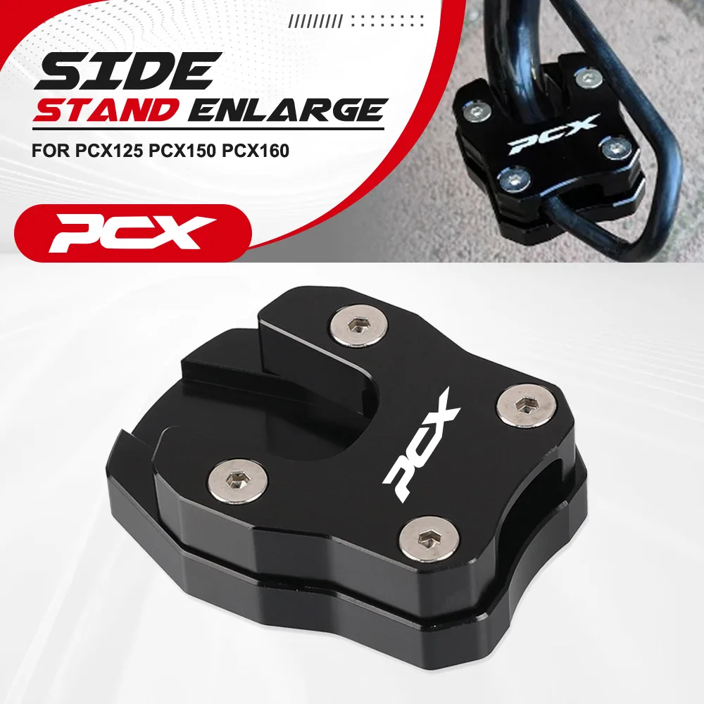 

For Honda PCX125 PCX150 PCX160 CNC Kickstand Side Stand Foot Enlarger Plate Extension Pad PCX 125 150 160 ADV 150 350 2018-2023