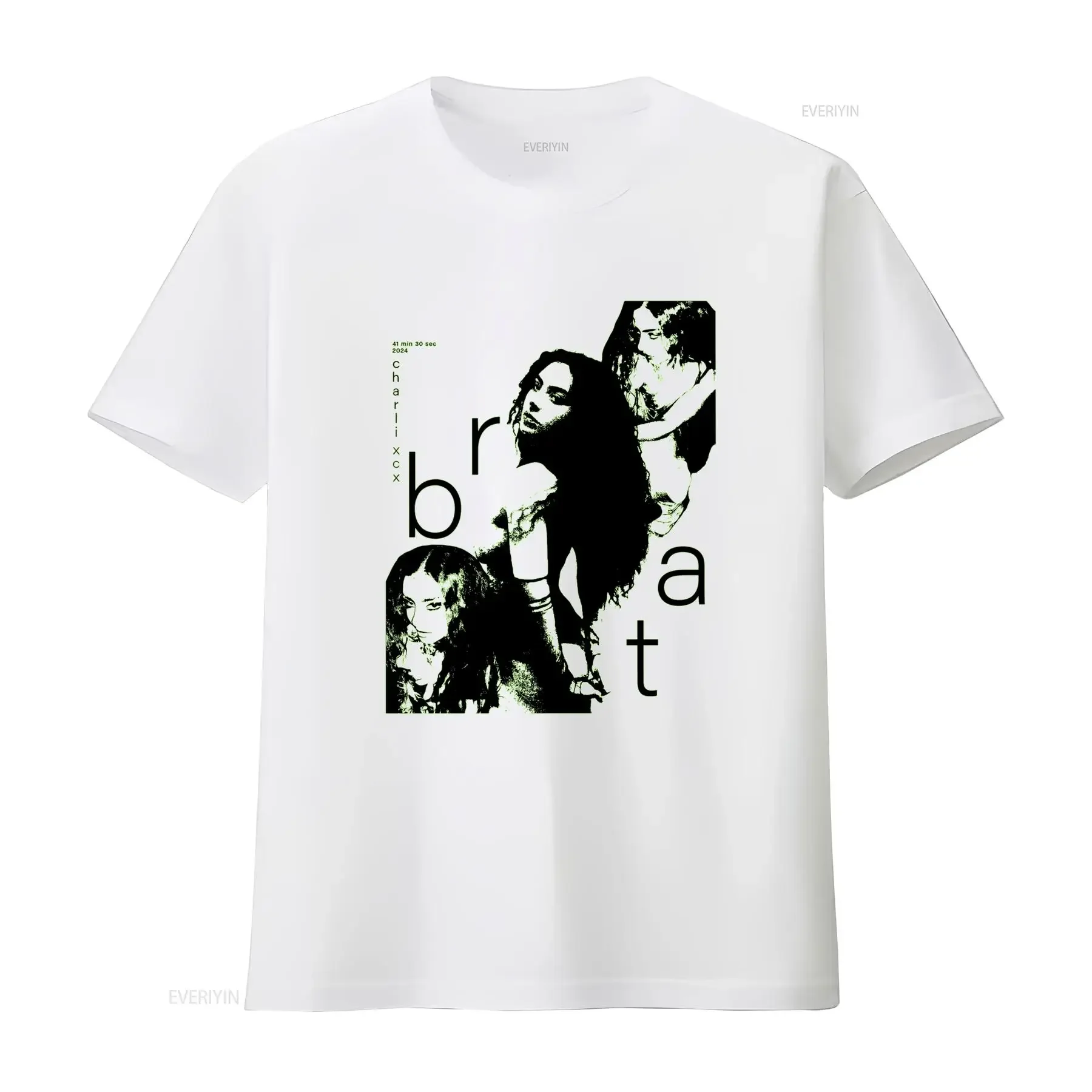 T shirt da adulto con album di Brat New Girocollo casual tessuto leggermente elasticizzato vestibilità regolare motivo vintage