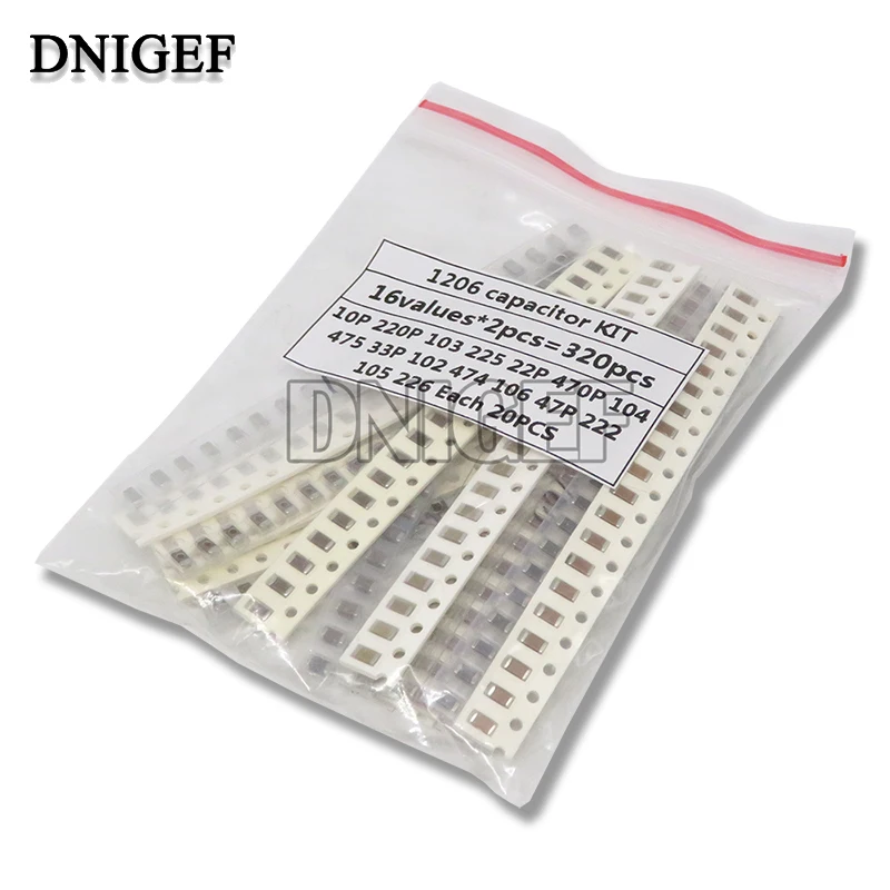 320PCS 720PCS 2500PCS/Set SMD Capacitor Kit 0603 0805 1206 Assorted Kit 16/36/50Values 1PF ~ 1UF