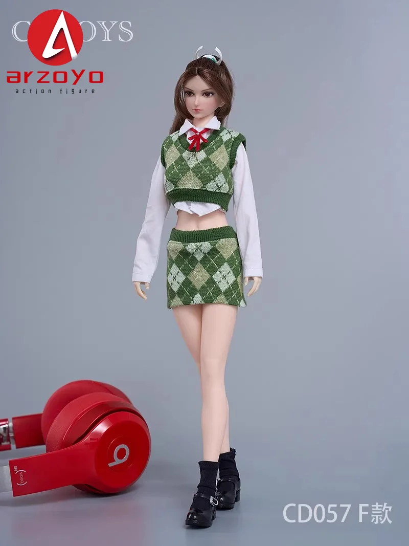 CDTOYS CD057 1/6 スケール女性ダイヤモンドチェック柄ニットベストヒップラップスカート服セット 12 インチアクションフィギュアモデルボディ