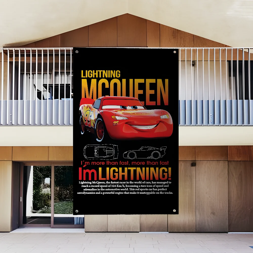 Cars Flash M-McQueen 95 Flag For Garden Flags Party Living Room Home Balcony Wall Decor Banner Bedroom Tapestry Outdoor