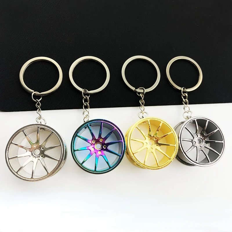 Car Keychain Wheel Hub Retrofitting Keychain Metal Wheel Hub Pendant Creative Gift Keyring Chain Link Pendant General Accessorie