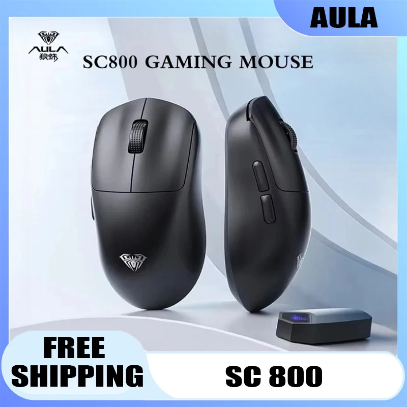 AULA SC800 Gaming-Maus PAW3395 mit 8K-Dongle, leicht, 37 g Ultra E-Sport, speziell kabellos, 26000 DPI, maßgeschneiderte Gamer-Mäuse