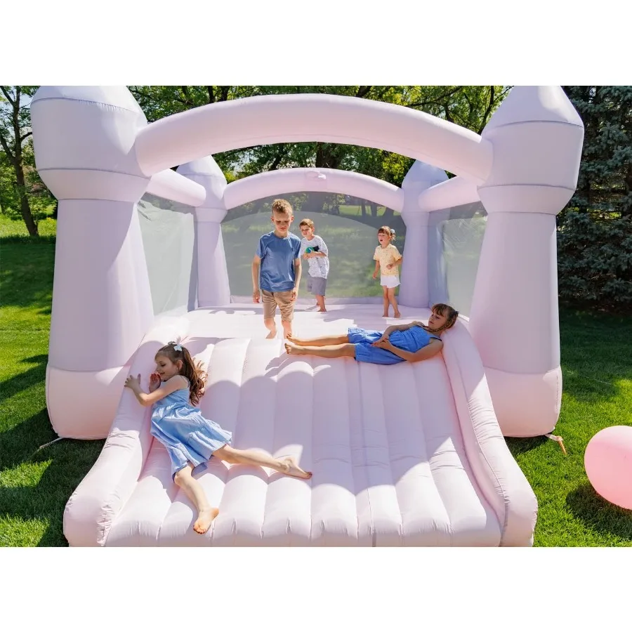 Party Castle Daydreamer Cotton Candy Bounce House [sans souffleur], 16,4 pi de longueur x 13,1 pi de largeur x 9,3 pi de hauteur, panier de basket-ball, pastel tendance
