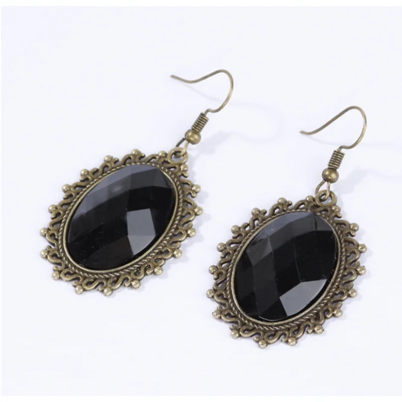 Vintage Big Gemstones Pendent Earring Punk Style Classic Palace Dangle Drop Earrings for Women Luxury Jewelry Accessries Gifts