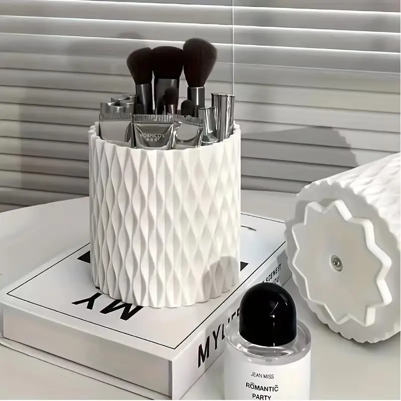 Cubo para brochas de maquillaje de gran capacidad con rotación de 360 grados, lápiz labial, ceja, sombra de ojos, cartucho de almacenamiento, almacenamiento de brochas portátil