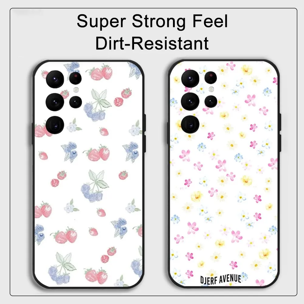 Djerf Summer Berries Print Avenue Phone Case  Samsung S series s20 s21 s22 s23 s24 FE Plus Ultra TPU Soft to Skin-friendly case