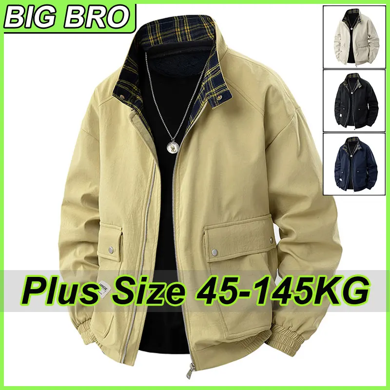 

Мужская куртка-карго размера плюс M-8XL, весенне-осенняя куртка с воротником-стойкой, модное повседневное пальто в сетку, мужская верхняя одежда, большая одежда