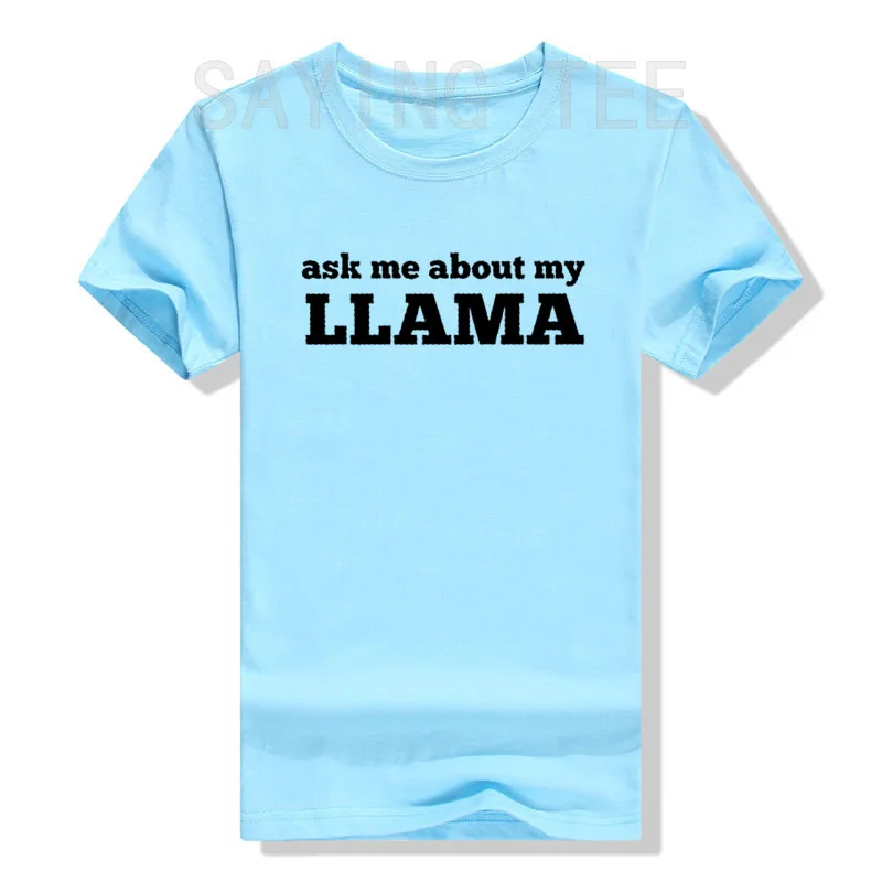 Ask Me about My Llama T Shirt Funny Animal Flip Shirt Cool Graphic Novelty Tees Men's Fashion Cute Graphic Tee Tops Husband Gift