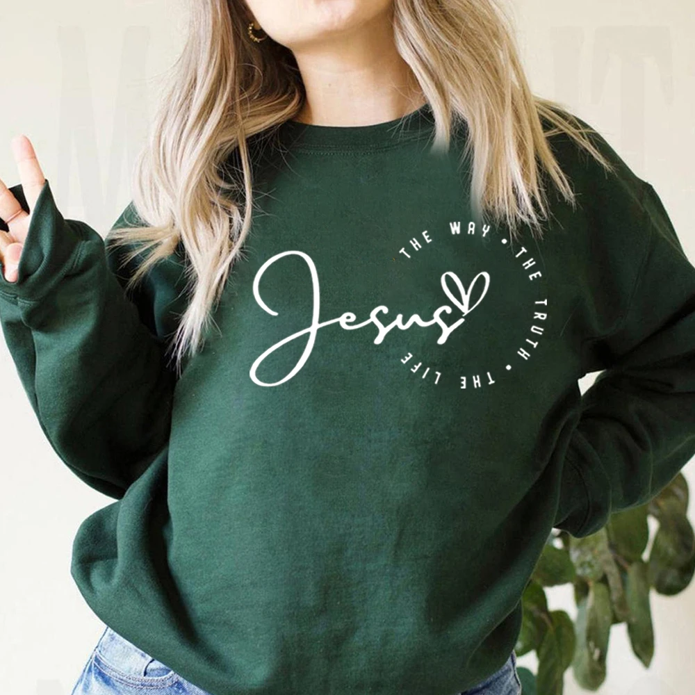 Felpa religiosa vintage Gesù Pullover girocollo Camicia cristiana retrò Maglione versetto della Bibbia Felpe unisex a maniche lunghe