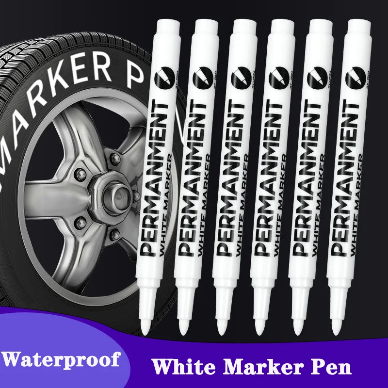 3/1pcs White Marker Pen 1.0mm Tip Graffiti Waterproof Permanent Tire Painting Notebook Tyre Oily Environmental Pen Waterproof