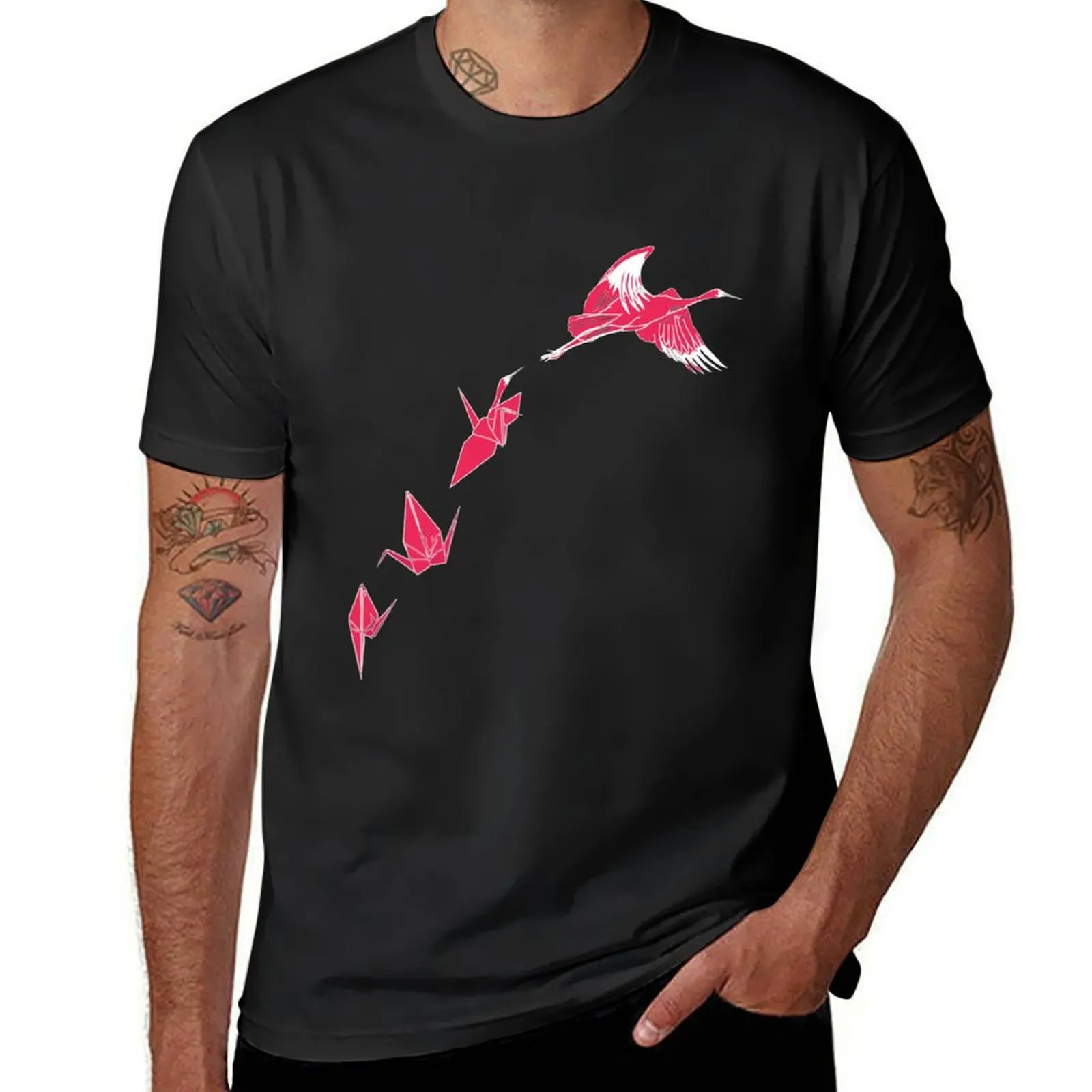 

Origami Paper Crane Japanese Culture Bird Lover Pink T-Shirt custom t shirt man t shirt Louboutins mens t shirts pack