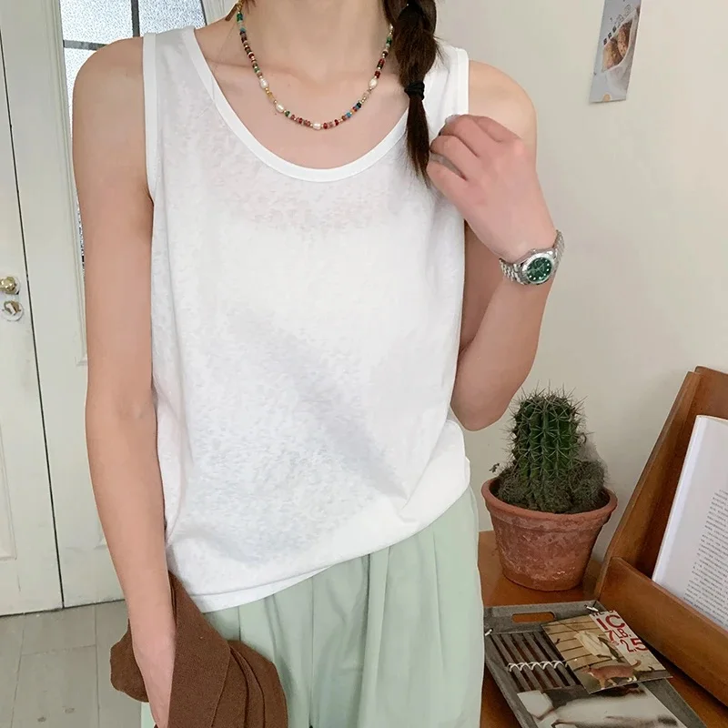 Women Wool Tank Top 2026 Spring New Nude-Feel Mask-Inspired Fitted Crop Base Layer