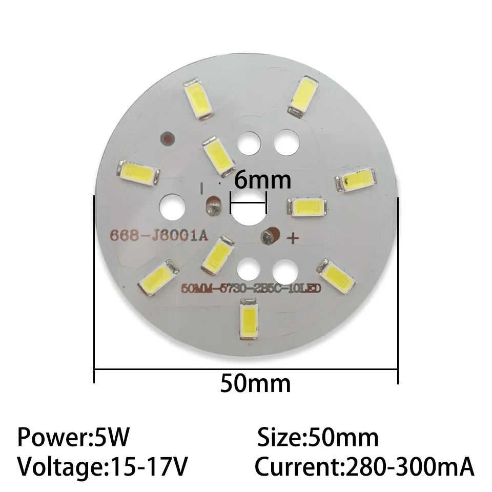 LED PCB Light Board 5W 35mm 40mm 44mm 50mm Lighting Source With Plug Wire Aluminum Plate Base With LED Chip DIY For Bulb Light