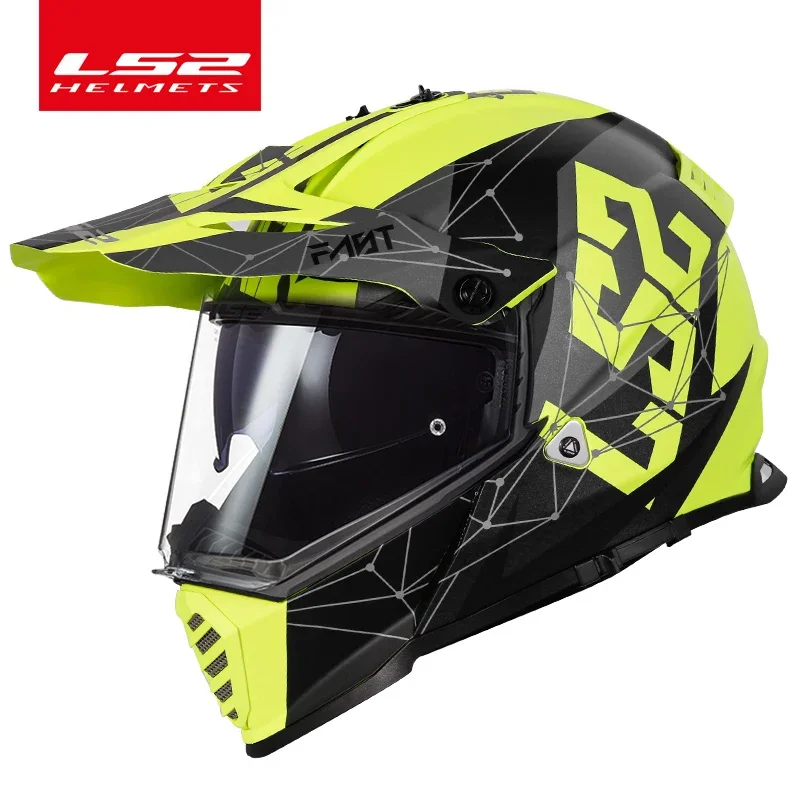 Ls2 MX436 Motocross Helmets LS2 PIONEER EVO Double Lens Off-road Motorcycle Helmet Capacete Casco Casque  Full Face Helmet