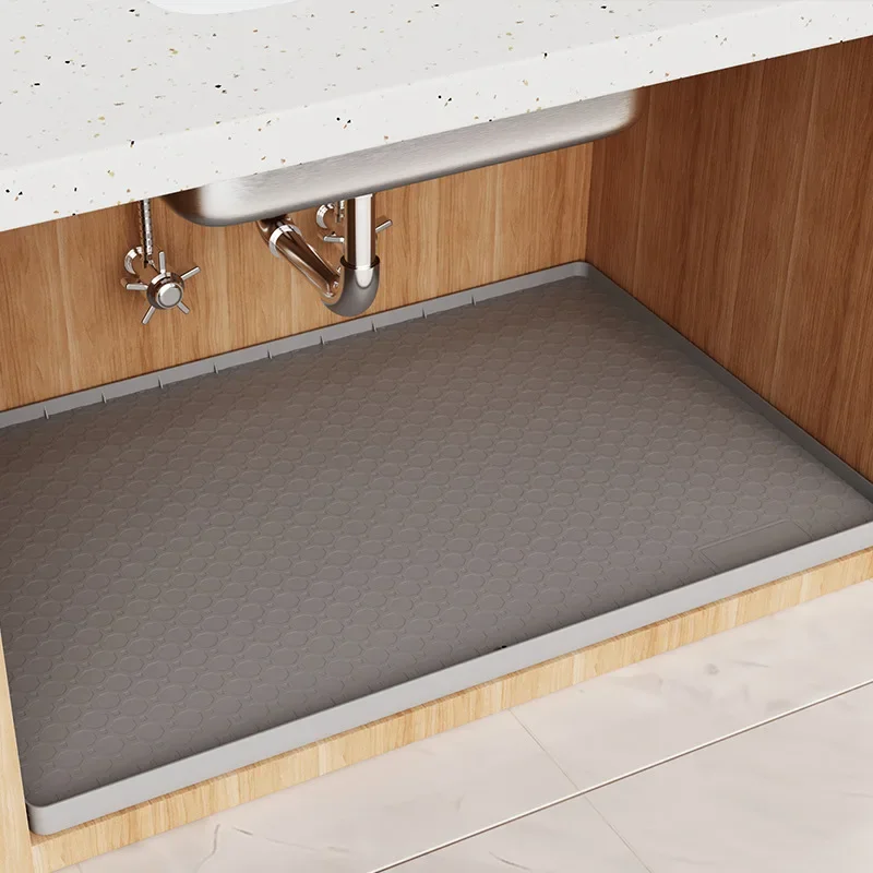

Silicone Kitchen Sink Mat 34x22 Inch - Waterproof Cabinet Liner Tray, Dish Drying Rack and Under Sink Storage Organizer