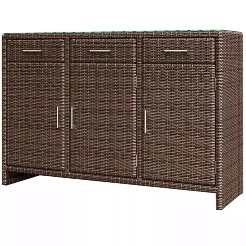 Rattan brown outdoor balcony locker outdoor storage cabinet waterproof sunscreen sunscreen garden courtyard customization