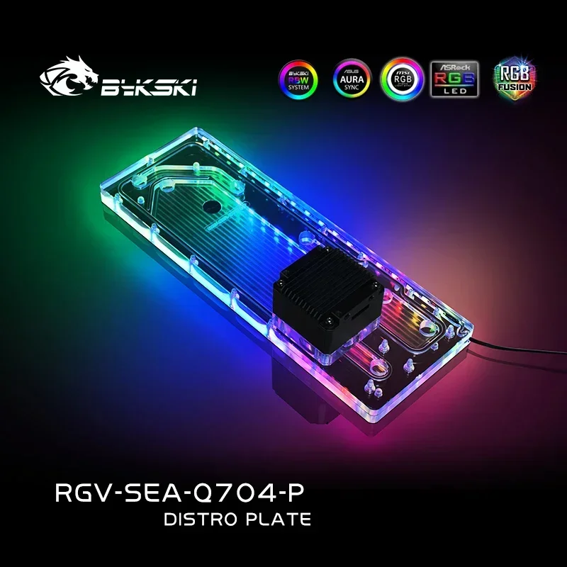 Bykski RGV-SEA-Q704-P Acrylic Distro Plate For Seasonic SYNCRO Q704 Case,Waterway Board Reservoir Water Tank Pump For PC Cooling