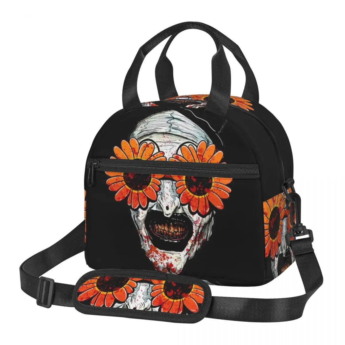 Art The Clown Terrifier Sunflower Sunglasses Lunch Bags Insulated Bento Box Lunch Tote Picnic Bags Thermal Bag for Woman Student