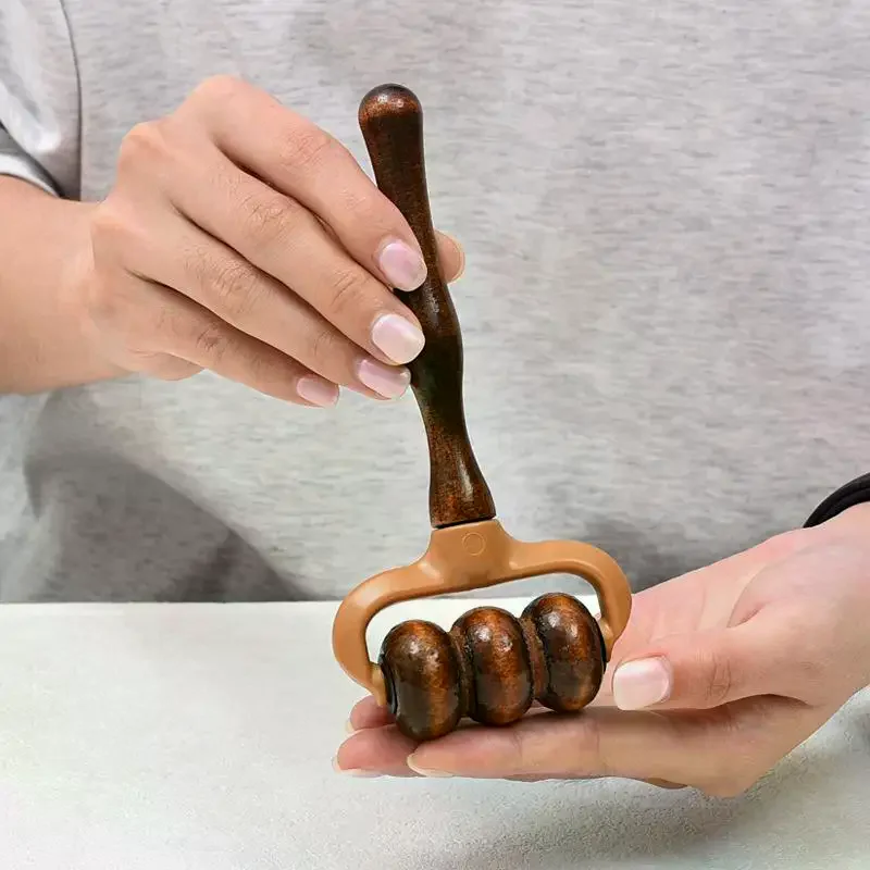 1pcs New Quality Wooden Massage Roller Handheld Muscle Relief For Neck, Shoulders, Head Promotes Circulation Home & Office Use
