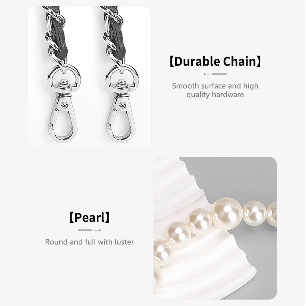 CRAZYSMITH Bag Chain Metal Strap for MLB Bucket Bag Handbag Replacement Long Beaded Chain Shoulder Crossbody Bag Accessory