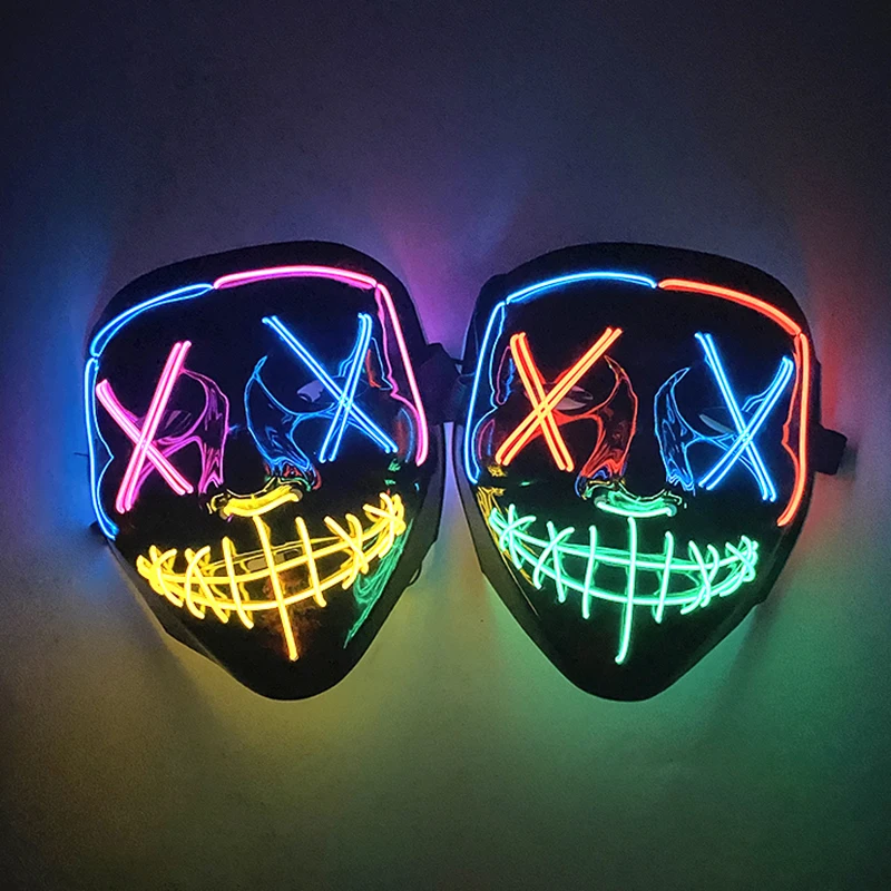 Glowing Vendetta Mask Bar Cosplay Costume Decoration Horror Multi-color LED Mask V For Vendetta Luminous Mask For Men Women