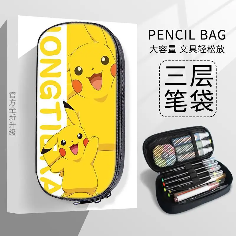 

1PCS for Pikachu pencil case Cartoon Creative Pen Box Bag Student Big Capacity School Supplies Cosmetic Pencilcases