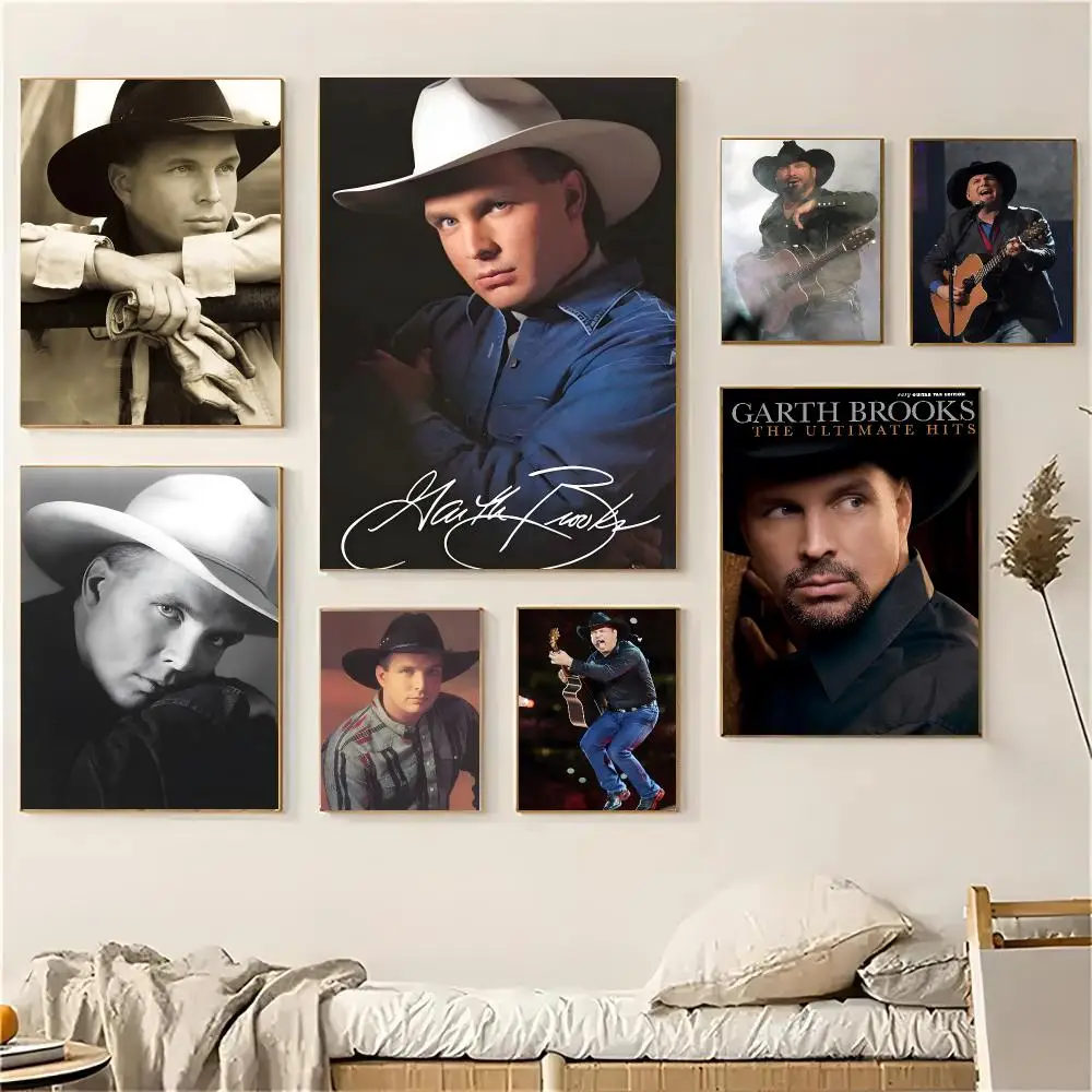 Garth Brooks Singer Poster Self-adhesive Living Room Bedroom Party Bar Decor Moisture-proof Fade-resistant HD