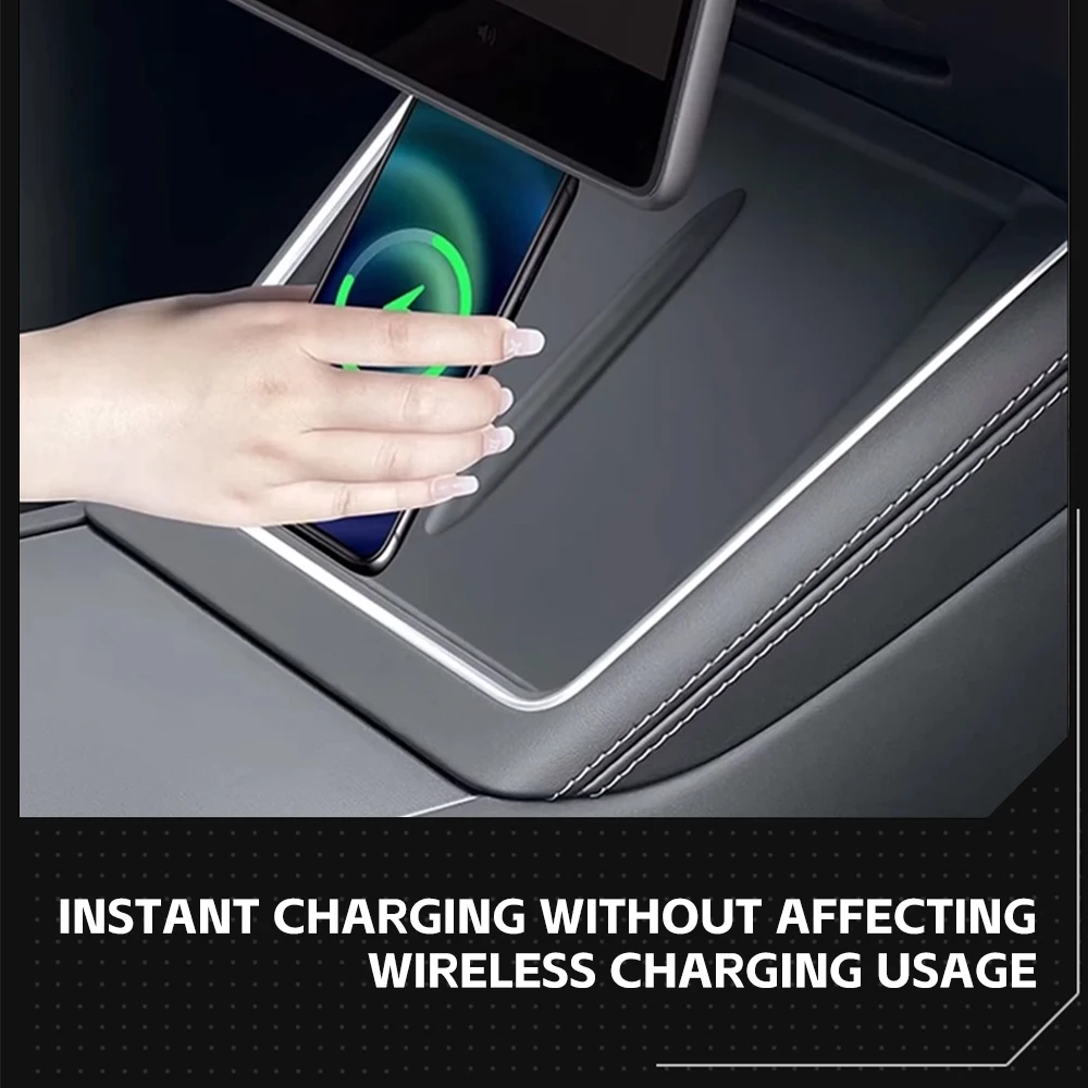 

Central Control Wireless Charging Pad For Tesla Model Y Juniper 2025 2026 Ultra Thin Silicone Charging Pad Interior Accessories