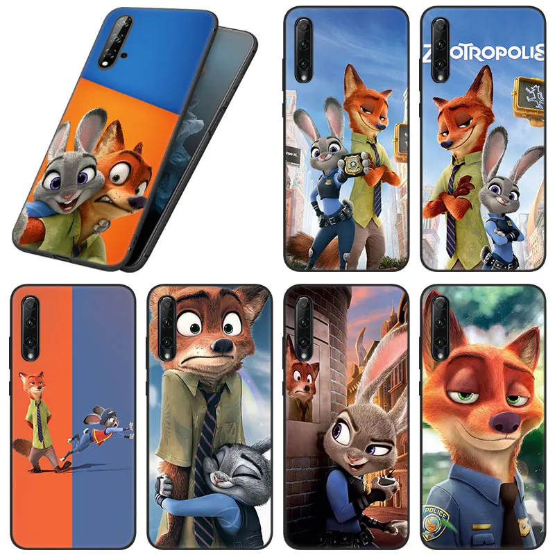 Чехол для телефона Huawei Honor X7 X8 X9, мягкий чехол с рисунком Disney Zootopia, цвет черный, флип 30i, 20S, 20E, 10i, 7S, 8A, 8S, 8C, 8X, 9A, 9C, 9X Pro, 10X Lite